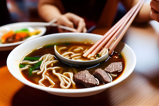 筷子汤特写午餐面食物