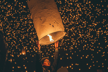 夜空灯笼孔明灯景观