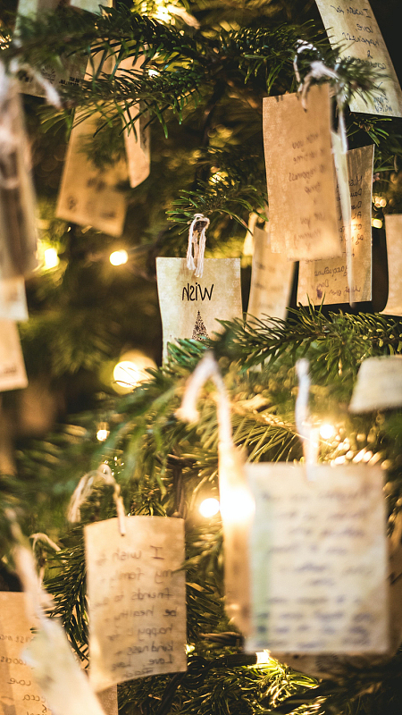 圣诞树祝福卡片灯光