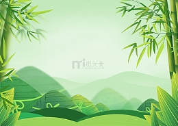 端午节手绘竹子粽子粽叶海报边框装饰