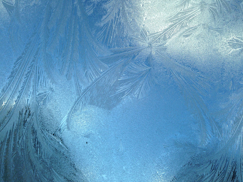 寒冷结冰纹理蓝窗冰纹背景