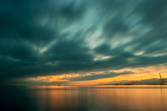 海洋海浪自然地平线天空夕阳