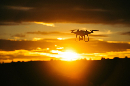 天空云朵夕阳自然无人机日落