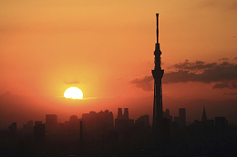 日落天空云彩城市景观建筑