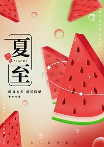 夏至西瓜清凉海报背景