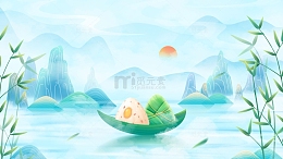 手绘意境国潮古风仙境海报展板背景