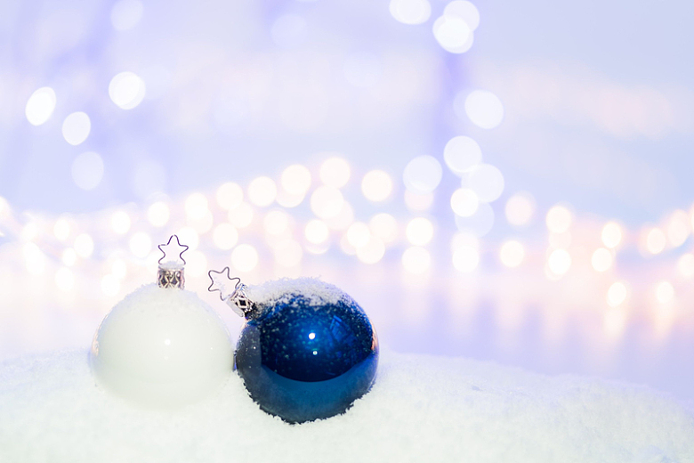 圣诞球装饰蓝色白色圣诞节假期