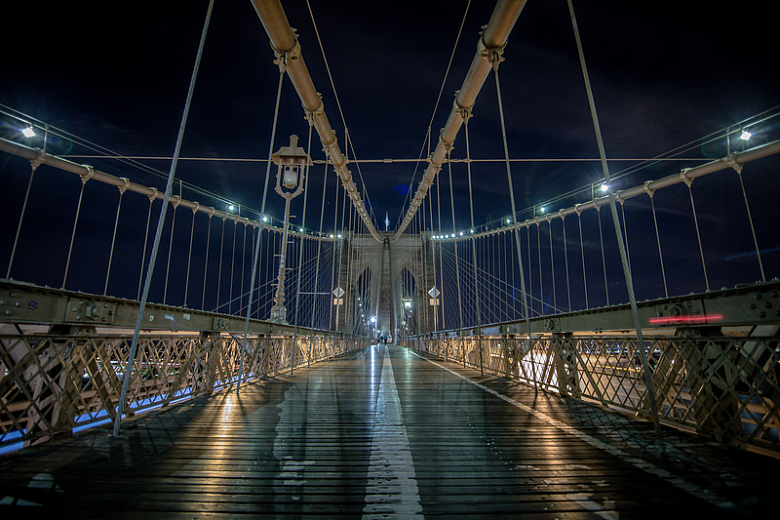 大桥建筑城市夜晚吊桥