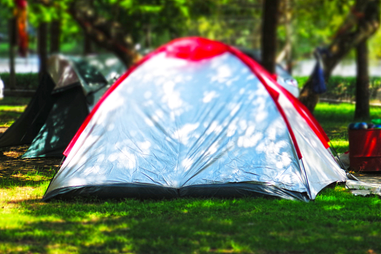 森林草地帐篷露营