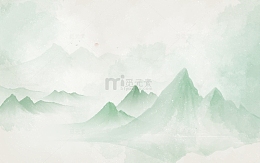 夏天水墨山水绿色中国风背景