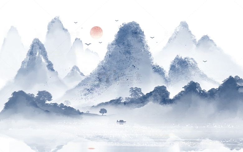 中国风水墨山水画背景