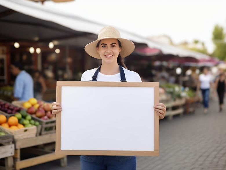 农贸市场妇女空白纸板