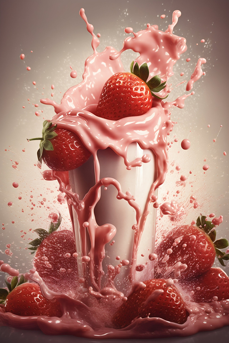 草莓牛奶飞溅食物