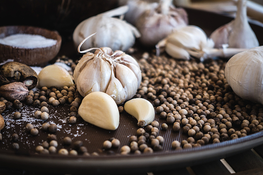 大蒜胡椒特写食物