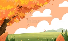 手绘枫叶秋天落叶立秋场景插画海报背景