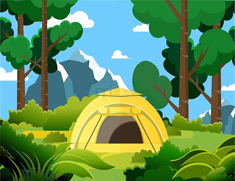 夏日清凉野外户外露营旅游展板背景