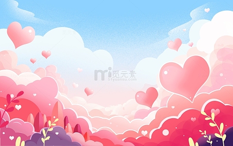 七夕情人节浪漫粉色云层背景图