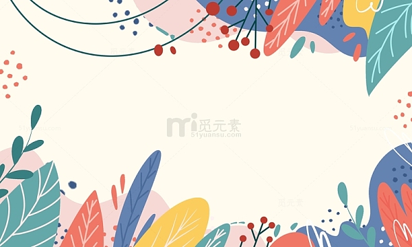 手绘扁平风绿植植物花卉涂鸦可爱背景