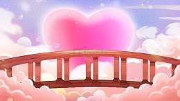 粉色唯美浪漫七夕情人节插画