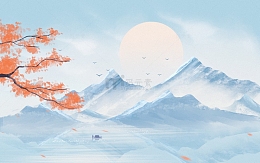 秋天水墨山水素雅古风背景