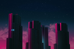夜晚的混凝土建筑