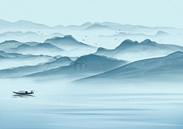 古风山水中国风山水水墨海报背景