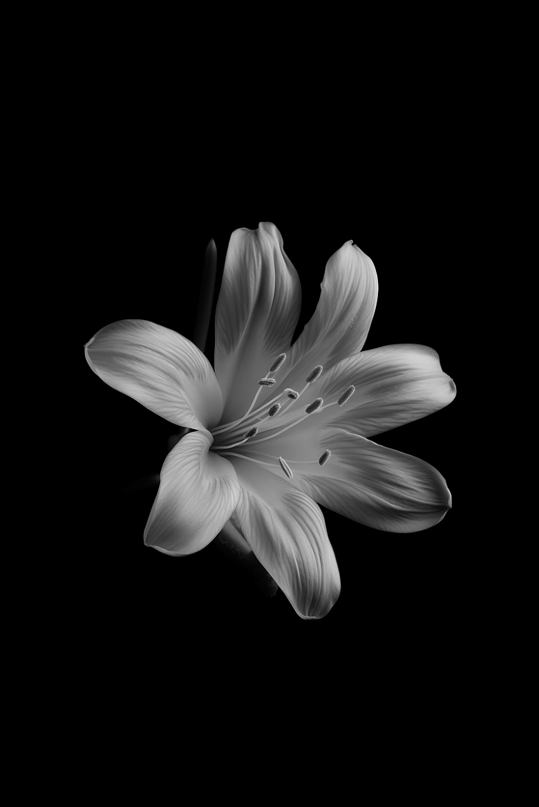 一朵花的黑白照片
