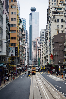 布满许多高楼大厦的城市街道
