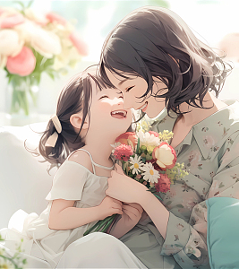 Ai绘画母亲节母女