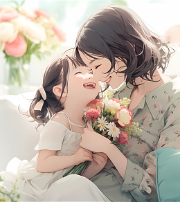 Ai绘画母亲节母女