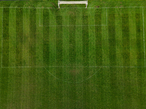 有足球球门的足球场俯视图