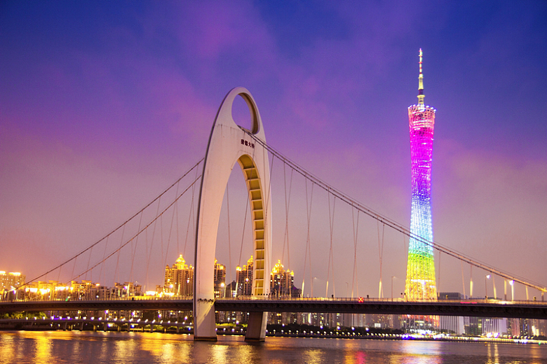 广州塔和猎德大桥夜景图片
