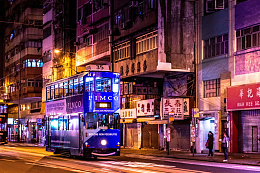 香港城市街头夜景