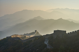 长城日落风景图片