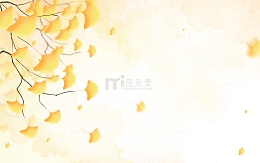 二十四节气秋天银杏叶黄色水彩背景