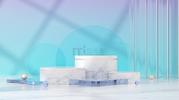 C4D玻璃简约清新立体海报背景