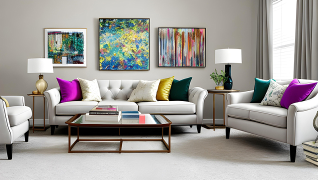 白色家居沙发墙壁装饰画