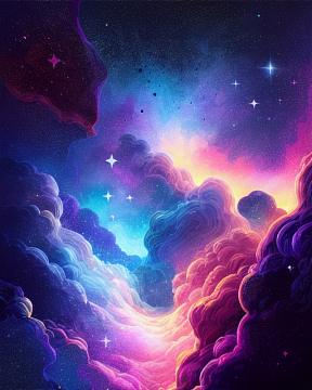 唯美梦幻彩色云团星空