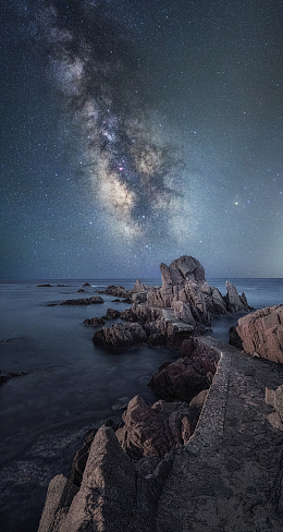 唯美大海海岸星空
