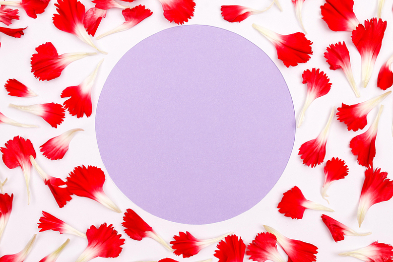 圆形红色花卉边框
