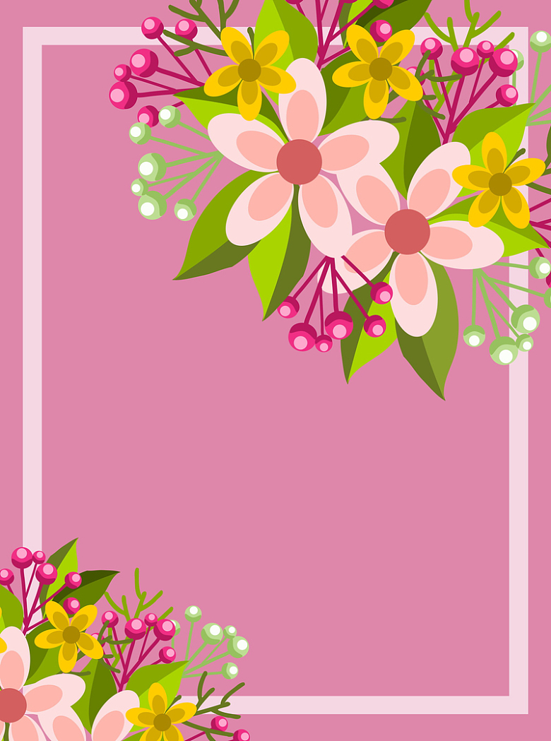 粉色花框背景素材