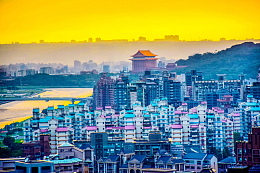 黄昏台北现代建筑景观