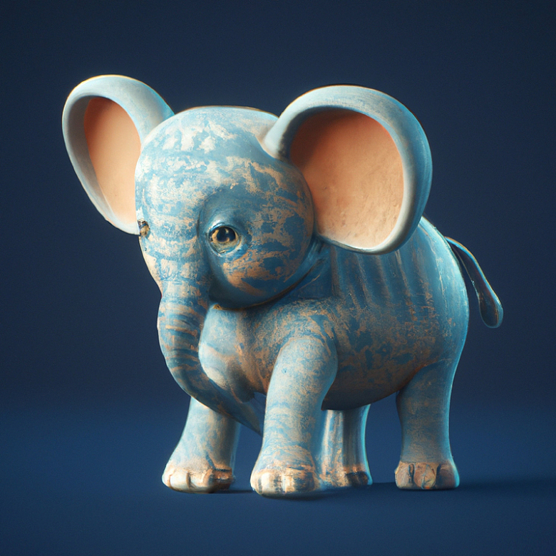 可爱3D小象石雕