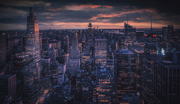 纽约摩天大楼都市夜景