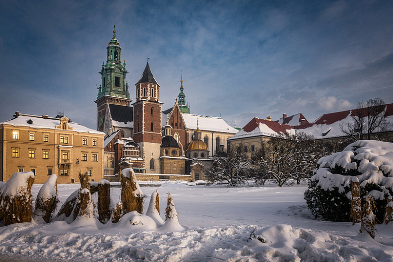 冬天欧洲城堡建筑摄影