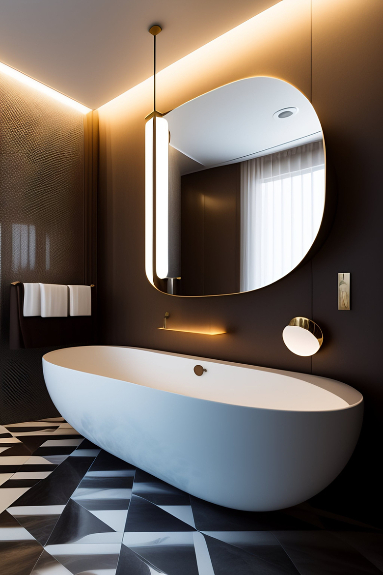 现代浴室白色浴缸装修设计
