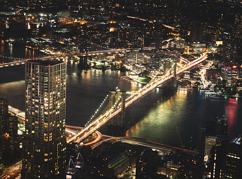 俯视繁华城市夜景唯美
