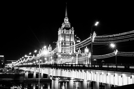 莫斯科黑白夜景
