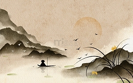中国风水墨山水画兰花古风纹理背景