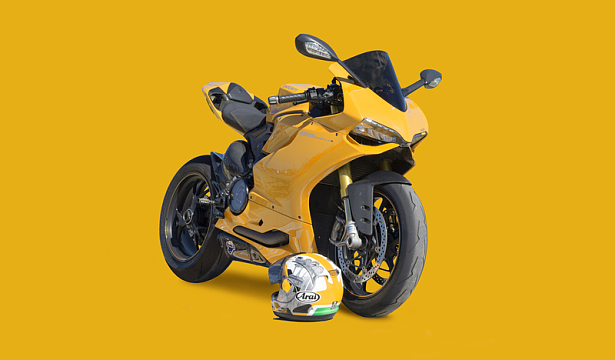 黄色摩托车跑车
